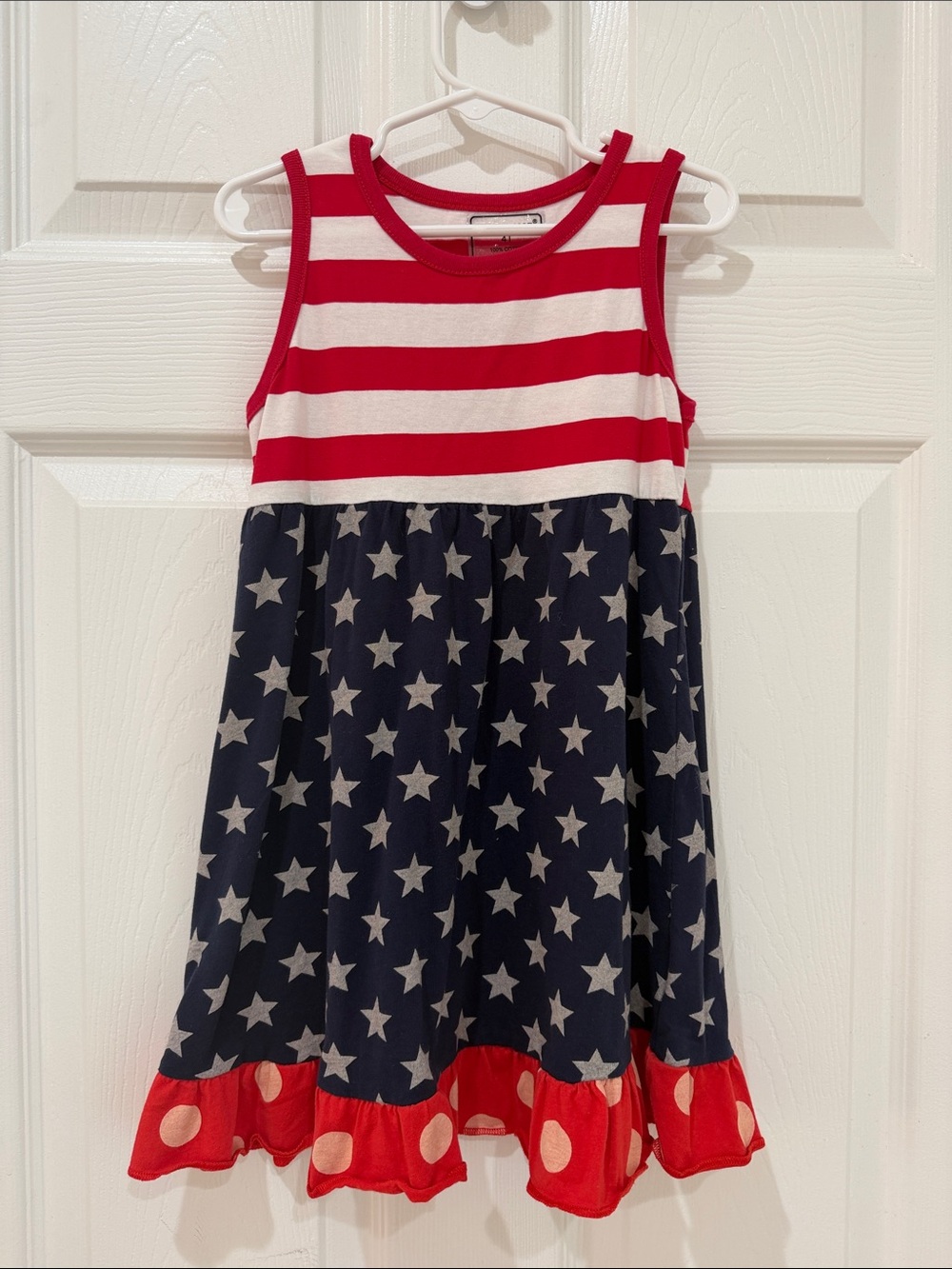 Girls' Red White & Blue Star Print Sleeveless Dress